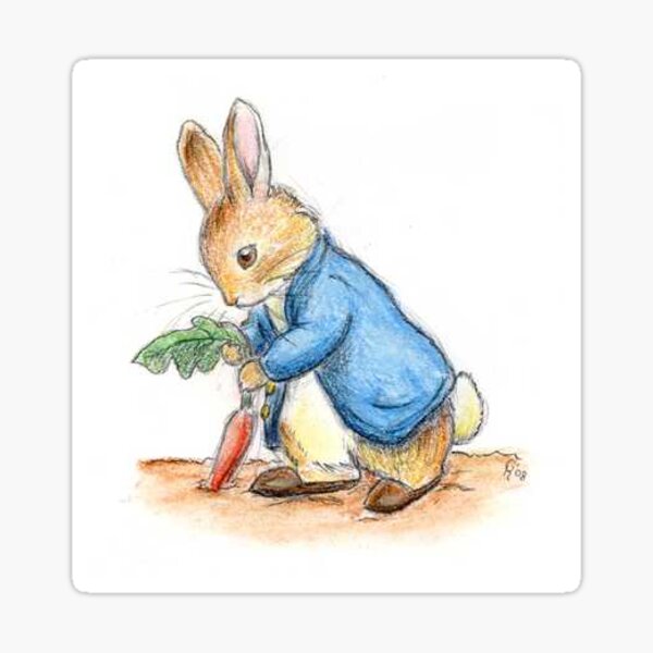 Peter Rabbit Pulling A Carrot Sticker By Artemis Redbubble