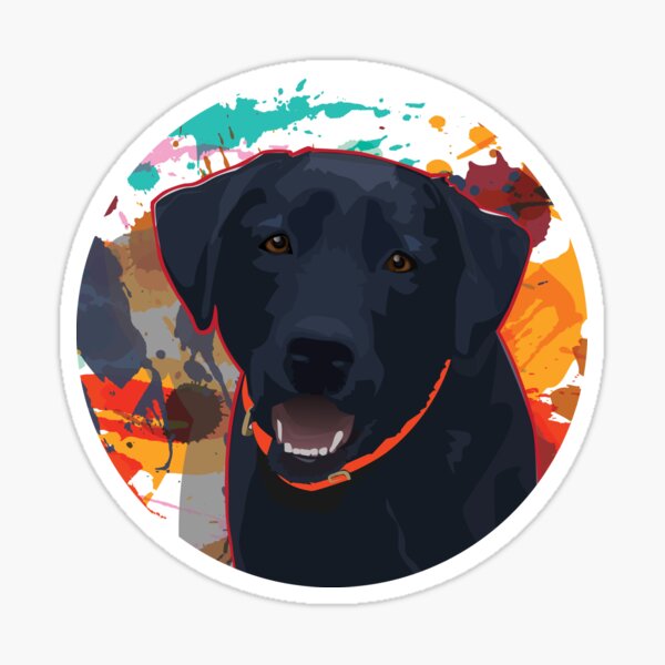 Black Labrador Retriever Illustration with Splattered Paint Background Sticker