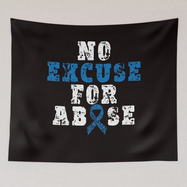 Item preview, No For Child Abuse Excuse Prevention Month Blue Ribbon April designed and sold by TomGiantDesigns.