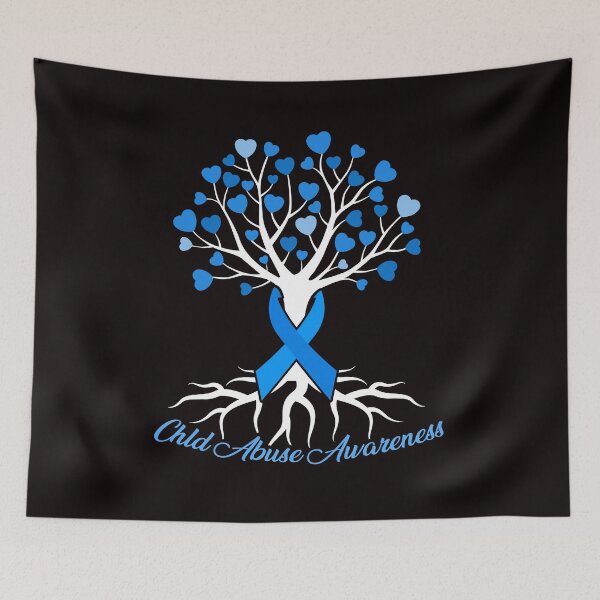 Item preview, Blue Ribbon Tree Heart Child Abuse Prevention Month Support designed and sold by TomGiantDesigns.
