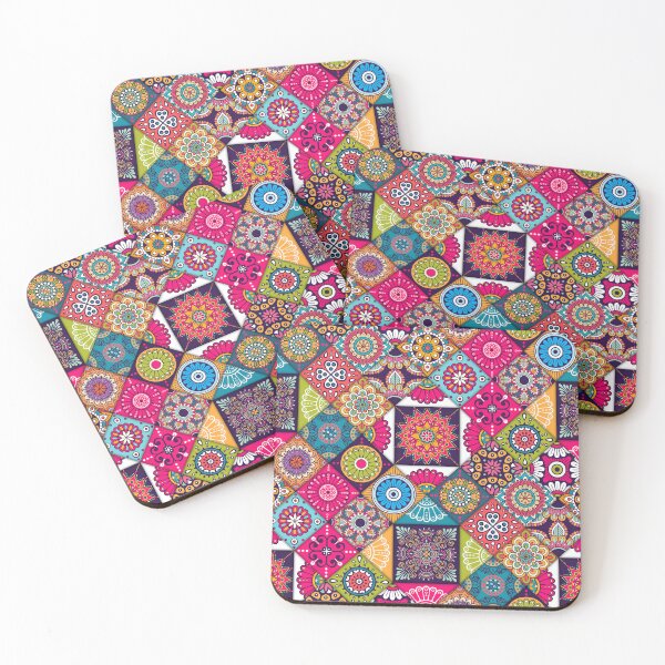 Item preview, Pink yellow and blue Portuguese tiles   designed and sold by anisbbmbrush.