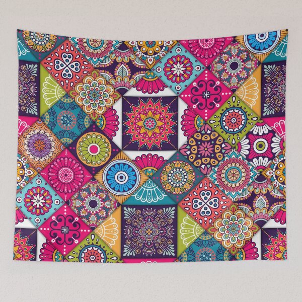 Item preview, Pink yellow and blue Portuguese tiles designed and sold by anisbbmbrush.