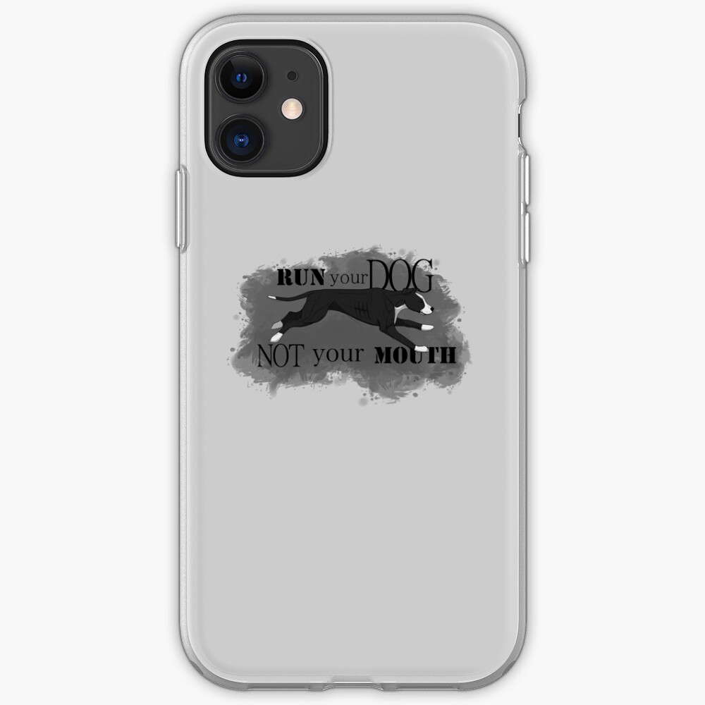 Run Your Dog, Not Your Mouth American Pit Bull Terrier Black and White iPhone Case & Cover