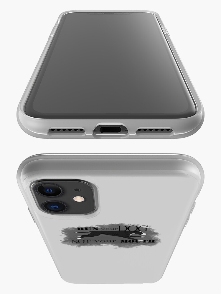Alternate view of Run Your Dog, Not Your Mouth American Pit Bull Terrier Black and White iPhone Case & Cover