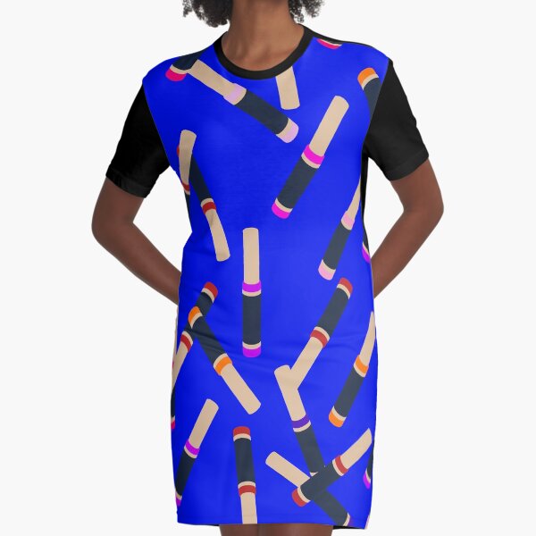 Blue Lipstick Graphic T-Shirt Dress