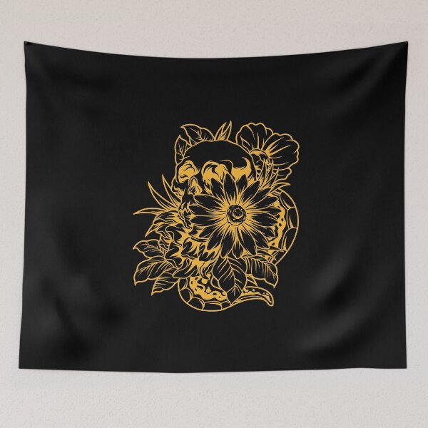 Item preview, Yellow skull with flowers and snakes silhouette designed and sold by Proud Pro Gifts.