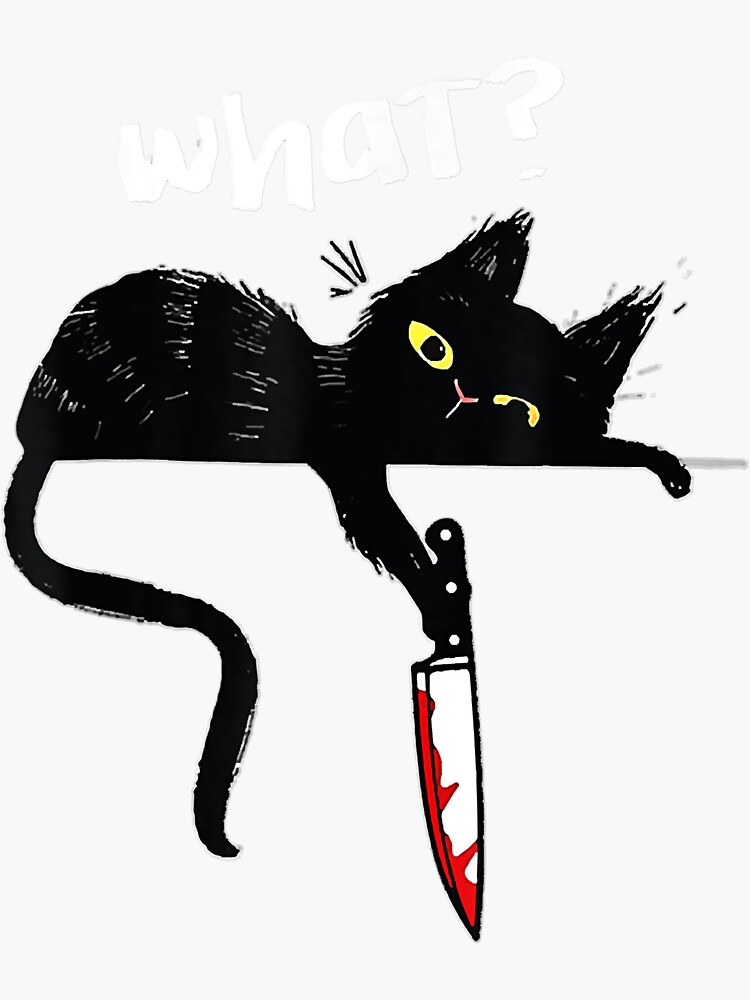 Cat What? Divertida Camisa De Gato Negro, Gato Asesino Con Cuchillo, Camiseta Sin Mangas, Blanco, S