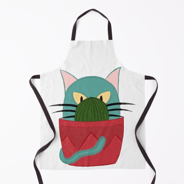 Item preview, Mint Green Cat with Big Whiskers Angry About a Cactus in a Red Pot designed and sold by marie-inks.