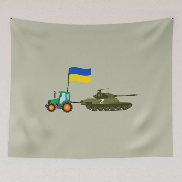 Item preview, Ukrainian Tractor Pulling A Russian Tank Ukraine Flag designed and sold by DavidsonHello.