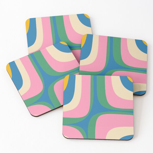 Item preview, Retro Groove Colorful Minimalist Pink Blue Green Mustard Rainbow Pop Pattern  designed and sold by kierkegaard.