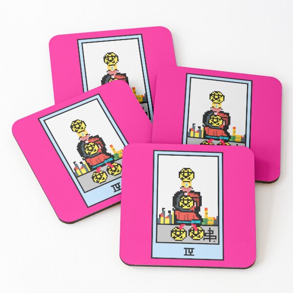 Item preview, Wait, is this pixel art tarot? Pink - Minor Arcana 'Four of Pentacles' (Design for T-shirt, stickers and other accessories) designed and sold by Pixel Waite.