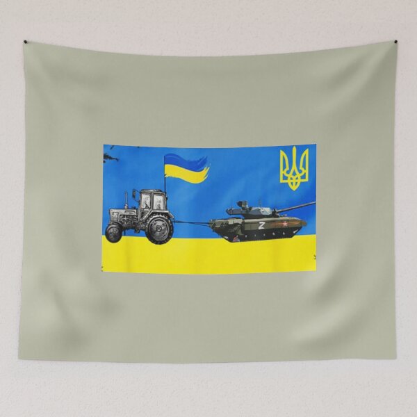 Item preview, Ukrainian tractor pulling a tank in farm funny funny designed and sold by DavidsonHello.