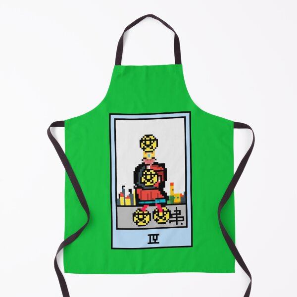 Item preview, Wait, is this pixel art tarot? Green - Minor Arcana 'Four of Pentacles' (Design for T-shirt, stickers and other accessories) designed and sold by Pixel Waite.