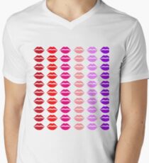 Lippen, Lippen, Lippen T-Shirt mit V-Ausschnitt für Männer
