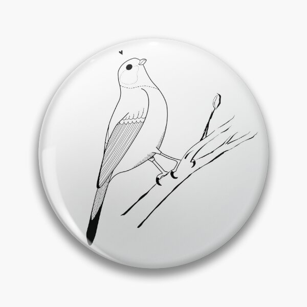 Item preview, Blue Tit Bird on a Branch Lines Only Little Heart designed and sold by marie-inks.
