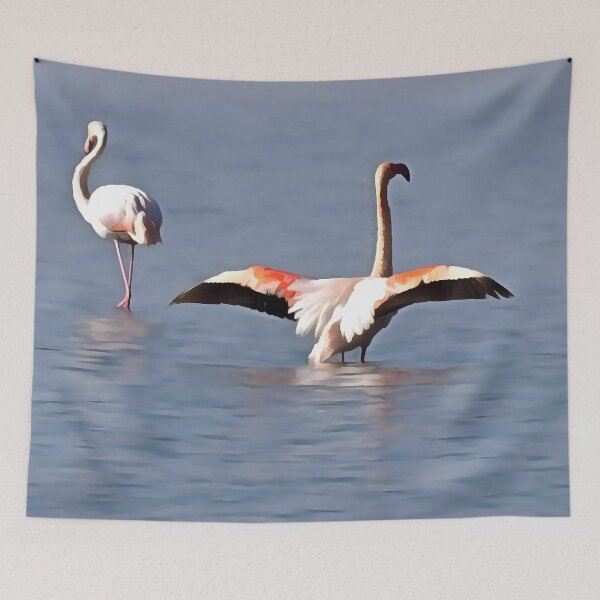 Item preview, Sunbathing Or Wing-Drying Flamingo Art designed and sold by taiche.