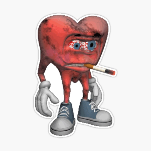Crusty Heart Smoking Cig Sticker