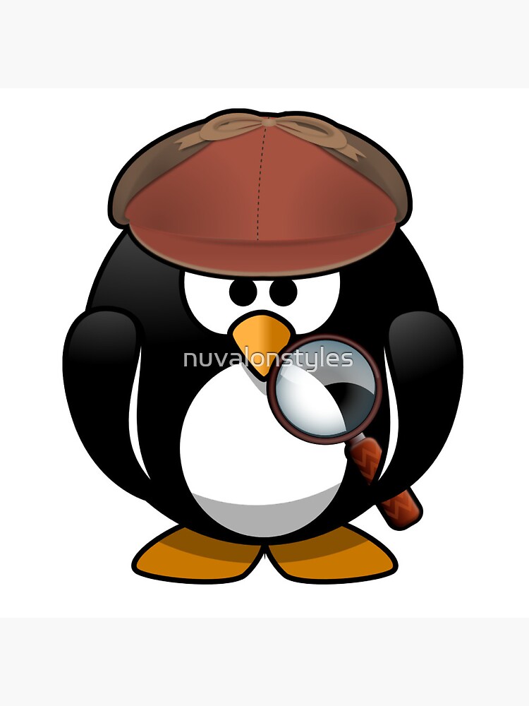 Cartoon Illustration Of a Penguin With a Magnifying Glass Avatar Pin