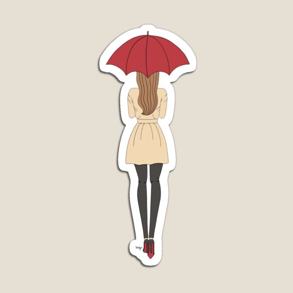 Fashion Girl Red Umbrella Red Bottom Heels Magnet