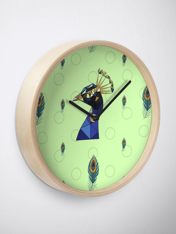 Thumbnail 1 of 4, Clock, Peacock Pattern design designed and sold by JiggsFashion.