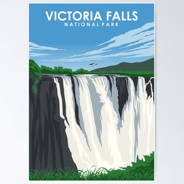 Item preview, Victoria Falls National Park Zambia Africa Travel Poster designed and sold by Stadify.