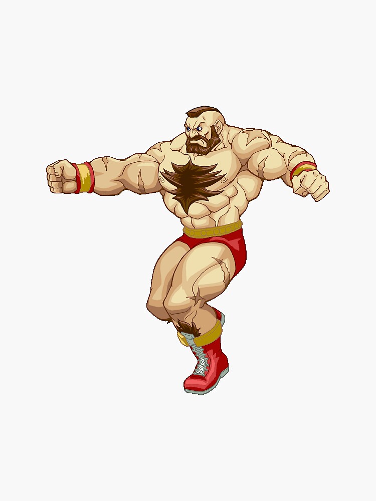 Zangief Retro Japanese Street Fighter - Street Fighter - Sticker