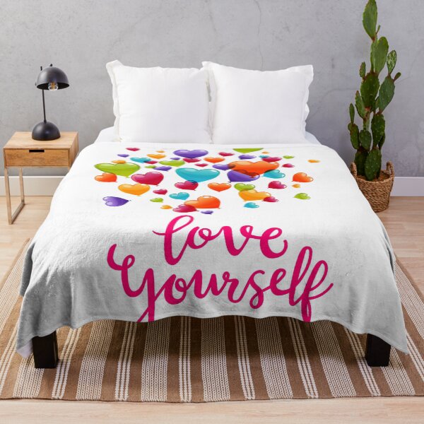 Item preview, Love Yourself Stylish Typography With Colorful Heart Balloons designed and sold by risingrocket.