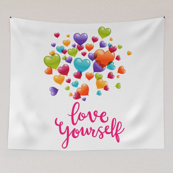 Item preview, Love Yourself Stylish Typography With Colorful Heart Balloons designed and sold by risingrocket.