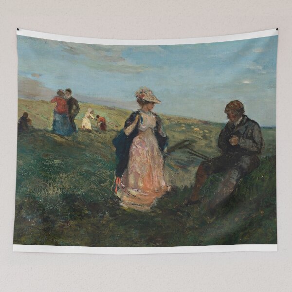 Item preview,  vintage landscape with victorian figures painting -  charles conder designed and sold by Vintage Designs +.