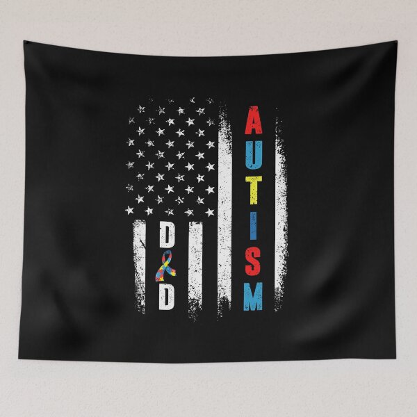 Item preview, Best Autism Dad Shirt American Flag Ribbon Awareness Disability Fathers Day designed and sold by adsmod.