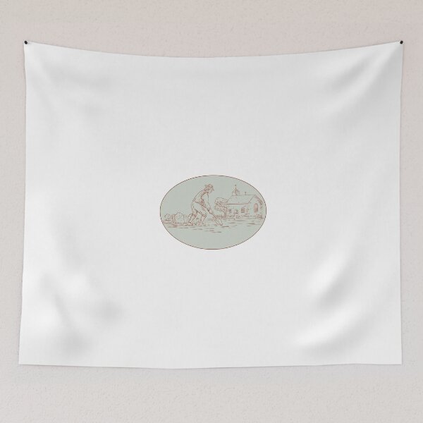 Item preview, Medieval Grave Digger Shovel Oval Drawing designed and sold by patrimonio.