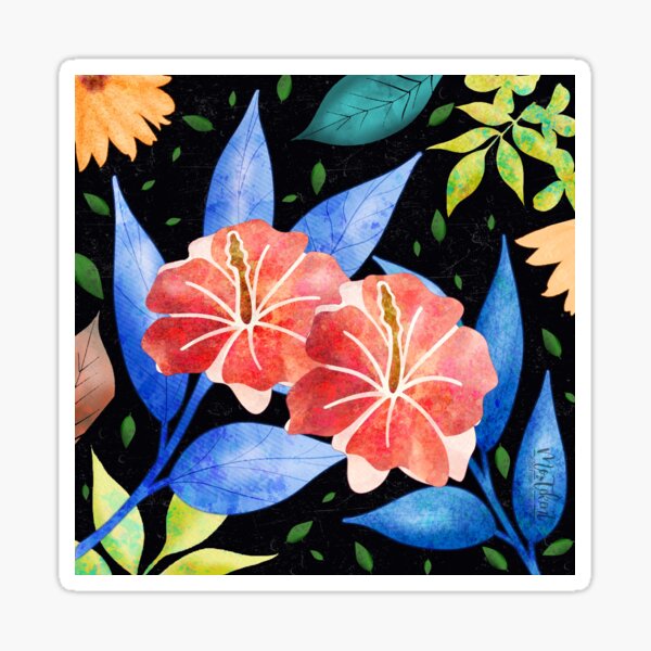 Bright Flowers on black Sticker