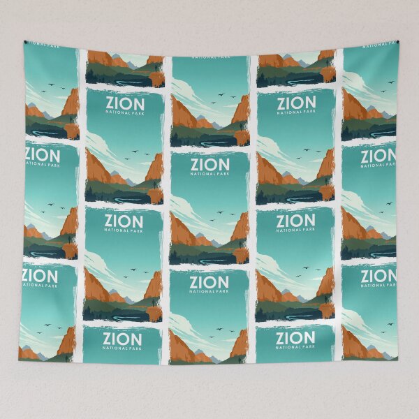 Item preview, Zion National Park Vintage Minimal Retro Utah Travel Poster designed and sold by Stadify.