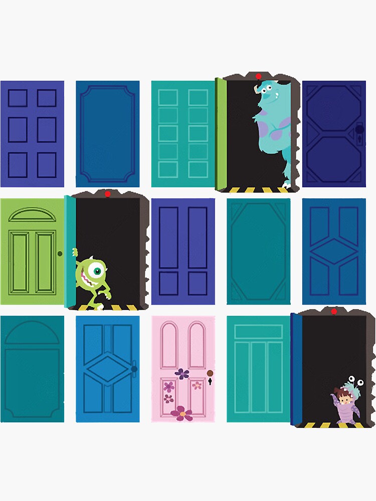 Monsters Inc Doors Sticker for Sale by paigeeeeeeeee