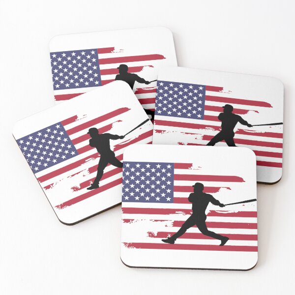 Item preview, American Flag Baseball Silhouette Patriotic Baseball Player designed and sold by Blok45.