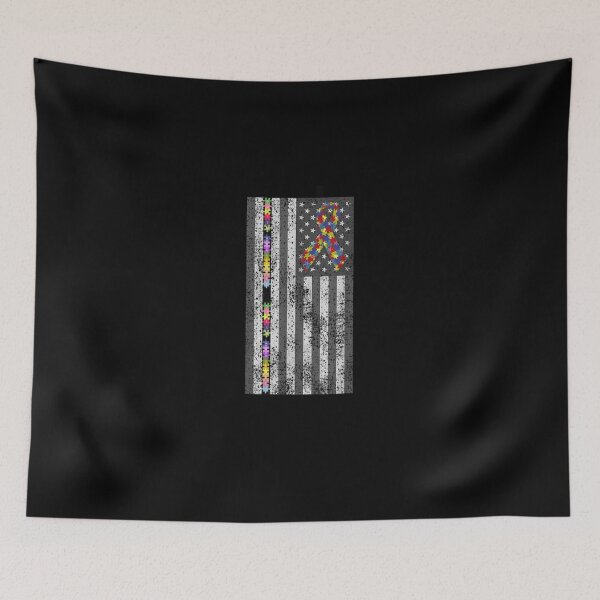 Item preview, American Flag Autism Awareness Puzzle Piece & Ribbon T Shirt designed and sold by VargasParis.