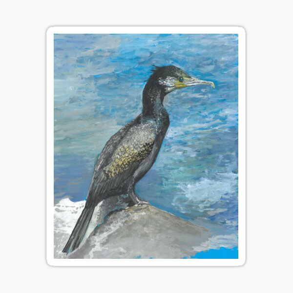 Cormorant painting Sticker