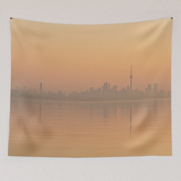 Item preview, Peachy Pink Silhouette - Torontos Skyline in Soft Fog designed and sold by Georgia Mizuleva.