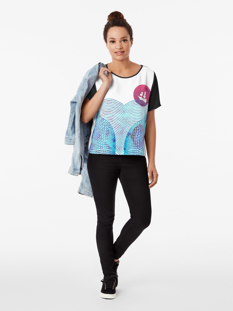 Alternate view of Red sun at night, Sailor's delight Chiffon Top