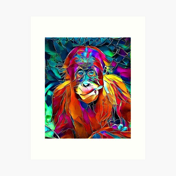 fat monkey painting,acrylic monkey painting Art Print