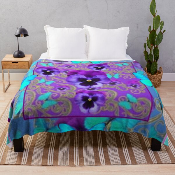Item preview, PURPLE PANSY BLUE BUTTERFLIES GARDEN PATTERN ART designed and sold by sharlesart.