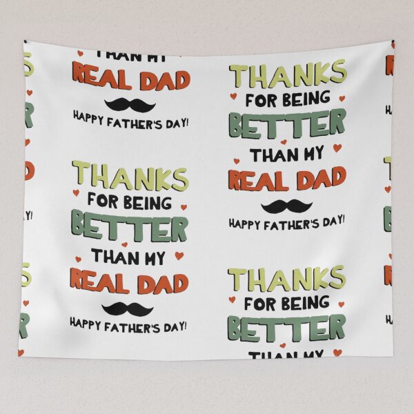 Item preview, Thanks for better than my real Dad Happy Father's Day  designed and sold by smallcatvn.