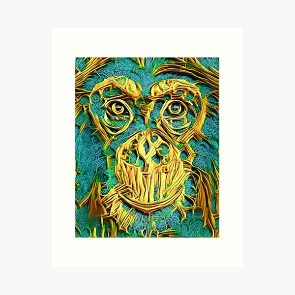 fat monkey painting,acrylic monkey painting Art Print