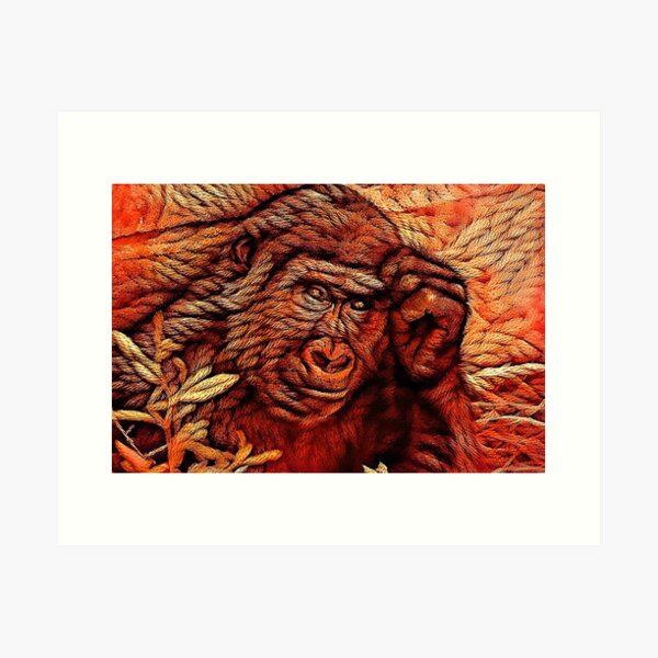 fat monkey painting,acrylic monkey painting Art Print