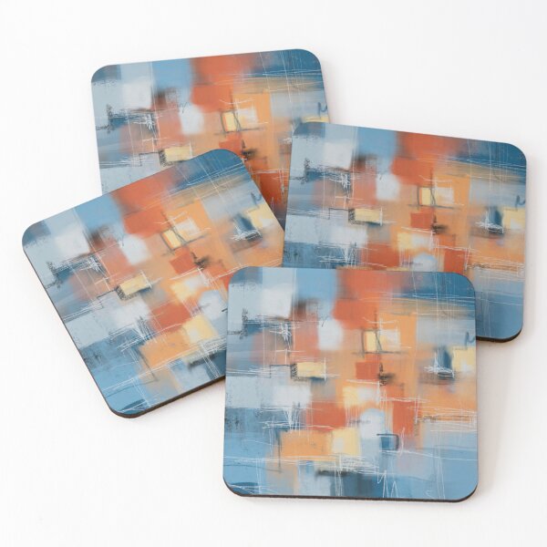 Item preview, Abstract Art on Dominant Blue and Complimentary Orange designed and sold by LanrivArtStudio.