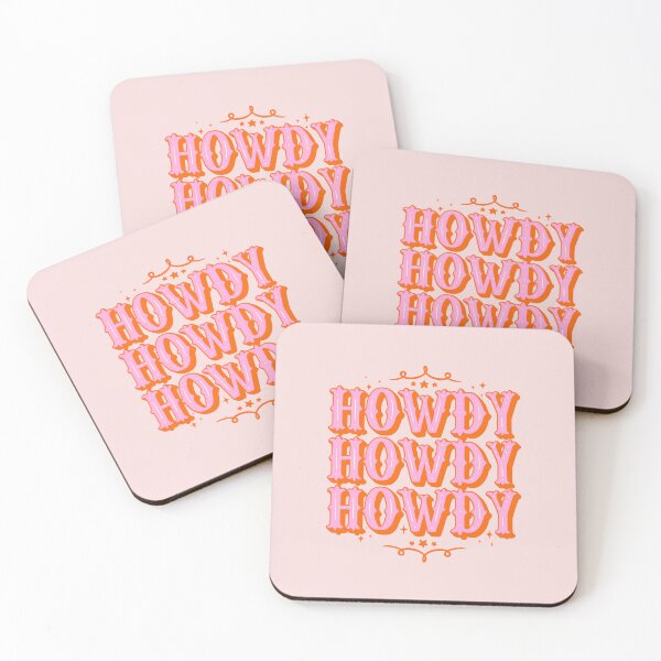 Item preview, HOWDY HOWDY HOWDY YALL | Simple Type With Minimalist Ornament Space Cowgirl Orange Pink Background designed and sold by PEARROT.