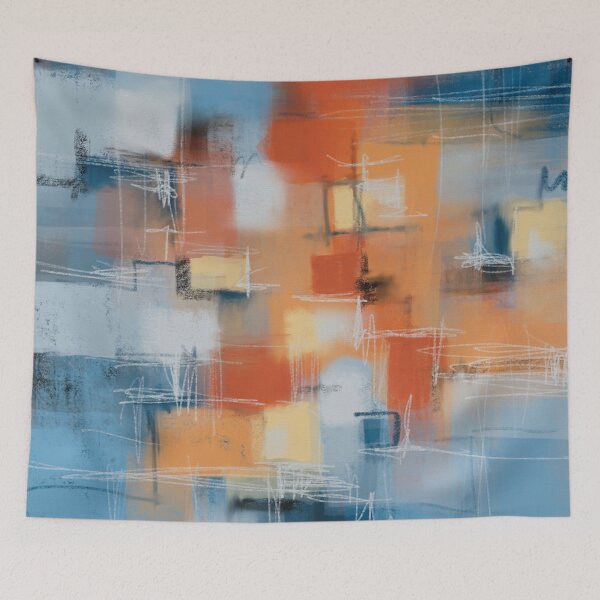 Item preview, Abstract Art on Dominant Blue and Complimentary Orange designed and sold by LanrivArtStudio.