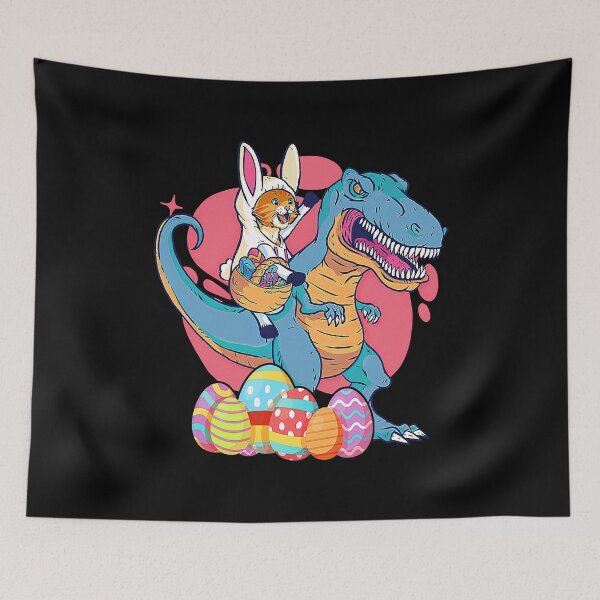 Item preview, Cat Easter Bunny Riding Dino Trex Egg Hunt Dinosaur designed and sold by davetmccall.