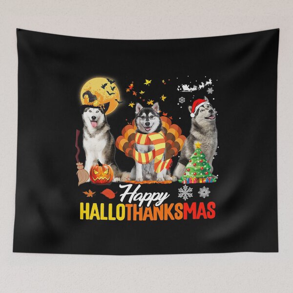 Item preview, Husky Dog Happy Hallothanksmas Halloween Thanksgiving Xmas designed and sold by PerkinsAarav.