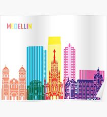 Medellin Skyline Pop Poster
